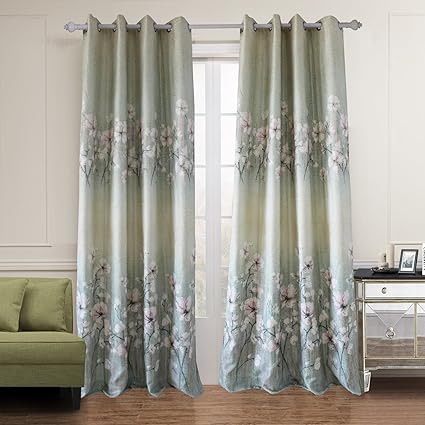 Amazon Com Anady Top Gold Lurex Green Pink Flower Curtains Drapes