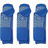 Single Tread Non-Skid XXX-Large (3XL) Bariatric Comfort Safety Socks Blue (3 Pairs)