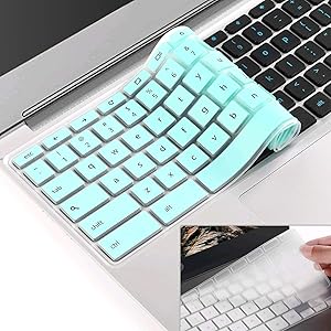 [2 pcs] Keyboard Cover Skin for Dell Chromebook 5190,Dell Chromebook 3100/3180/3189/3181/3120,dell chromebook Keyboard Cover 11.6 inch,dell chromebook 3380 Keyboard Cover 13.3 inch(Mint+Clear)