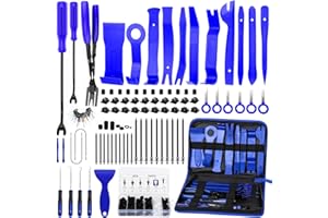 GLK 248pcs Trim Removal Tool, Pry Tool, Door Panel Radio/Stereo Terminal Removal Tool Kit, Fasteners Remover, with Car Retainer Bumper Clips,Automotive Hook Set, Blue