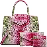 Makcr Joacbv Women Embossed Pattern Satchel Handbags Wallet 3 pcs Set Crossbody Tote Top Handle Vegan Leather Ladies Bag | Embossed Pattern, 3 pcs Set, Crossbody, Tote, Top Handle, Bag