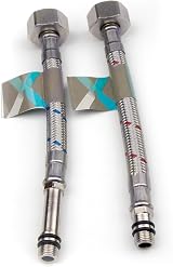 Xcel Home 2 x M10 x 1/2 BSP Flexible Tap Connectors 150mm Pair Braided Steel view 7