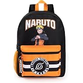 Vanilla Underground Naruto Shippuden Boys Backpack | Black &amp; Orange Rucksack with Adjustable Straps | Uzumaki Hokagi Sports School Bag For Kids