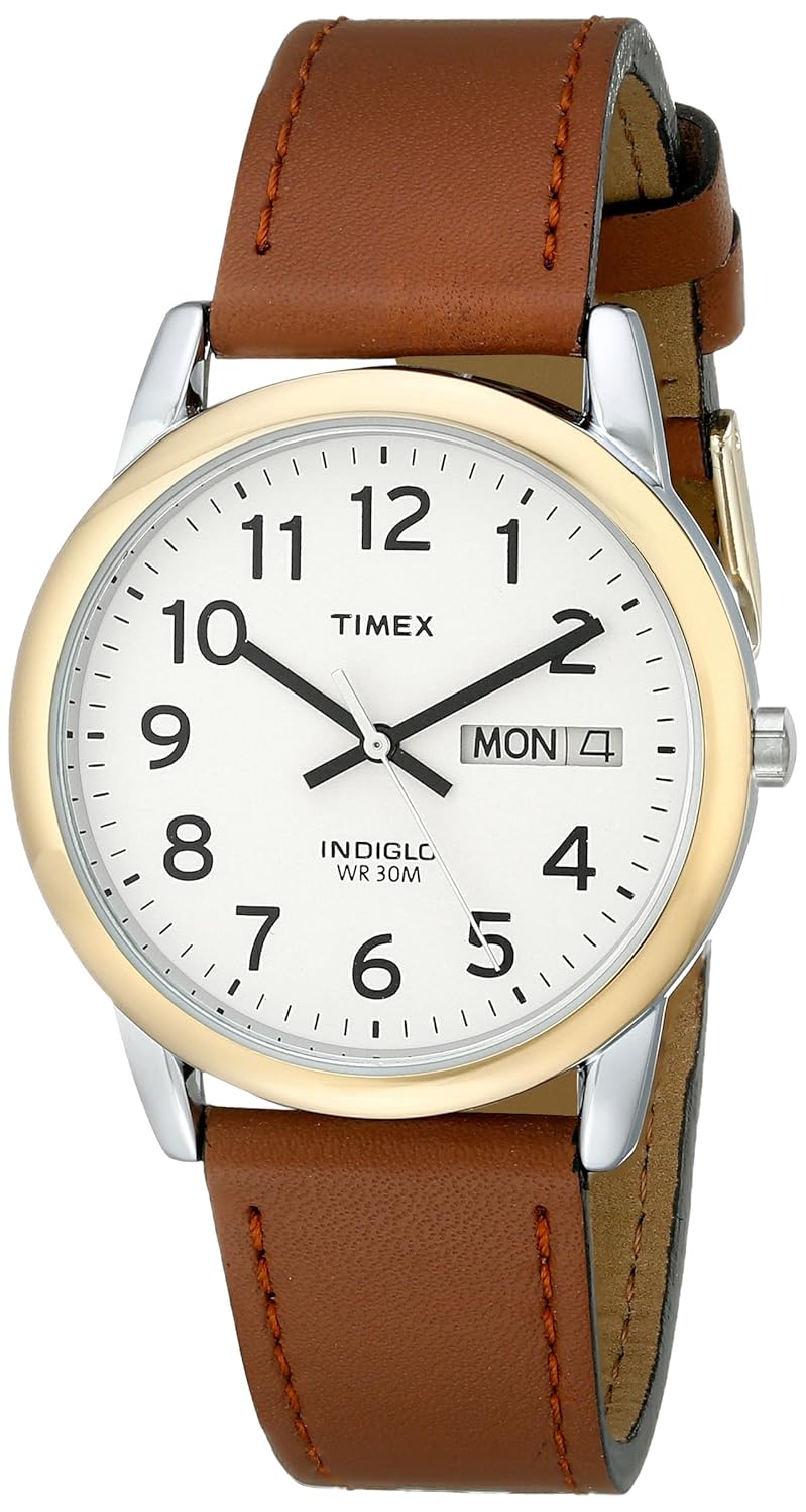 Buy Timex Men's T20011 "Easy Reader" Brown Leather Strap Watch Online