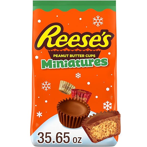 REESE’S MINIATURES MILK CHOCOLATE PEANUT BUTTER CUPS, CHRISTMAS CANDY BAG, 35.65 OZ