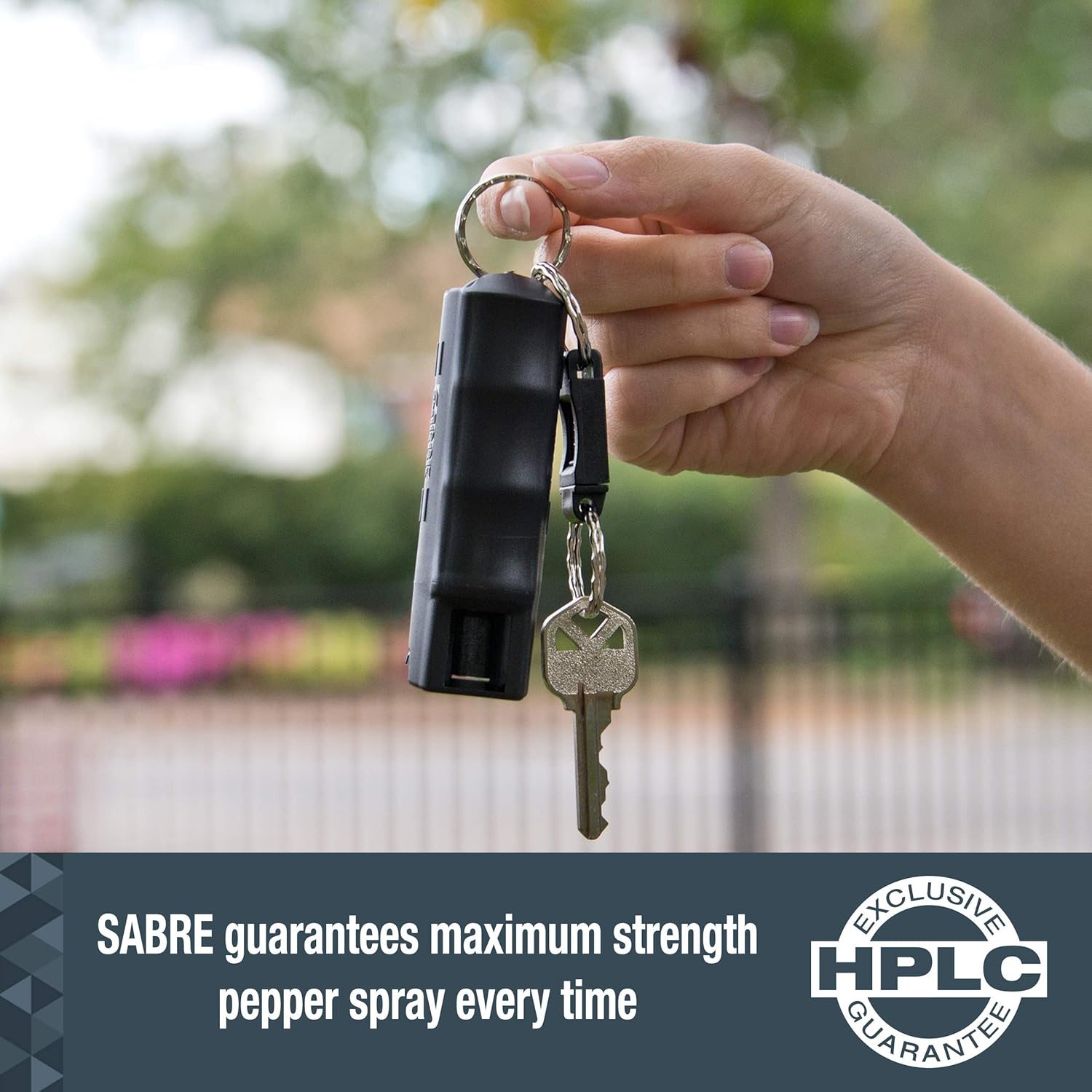 SABRE ADVANCED Pepper Spray Keychain with Quick Release – 3-in-1 Pepper Spray, CS Tear Gas & UV Dye – Maximum Strength Police OC Spray, Finger Grip for Better Aim – Optional Practice Spray : Keychain Pepper Spray : Sports & Outdoors