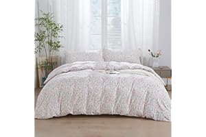 SAPHREAS Iris Floral Duvet Cover Full Botanical Pink Floral Green Leaves Pattern Comforter Set Cute Bear Duvet Cover Lightweight Soft Microfiber 3pcs 1 Duvet Cover 2 Pillow Shams