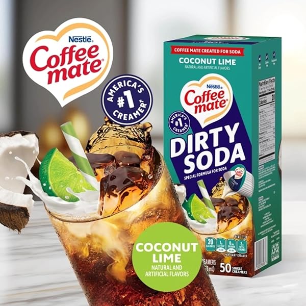 NESTLE COFFEE MATE LIQUID COFFEE CREAMER SINGLES, DIRTY SODA COCONUT LIME, 50 CT BOX