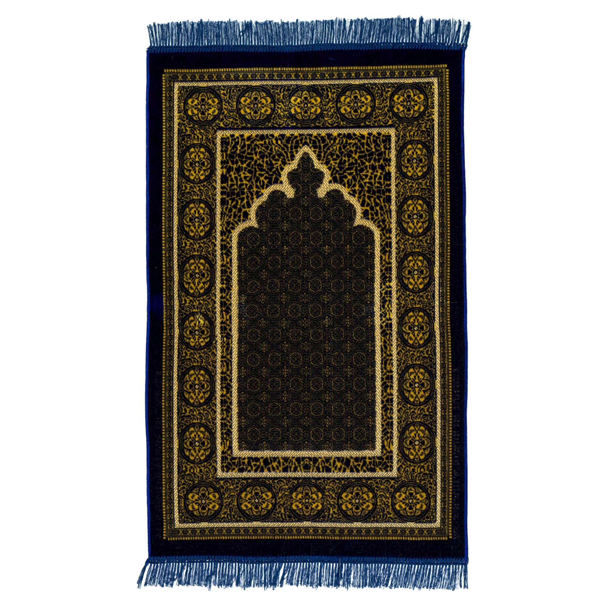 homeart Muslim Prayer Rug, Soft Plush Thin Islamic Prayer Mat, Janamaz, Sajada, Praying Carpet, Islamic Gift for Men & Women, Ramadan Eid Hajj Gift, Medina Pattern, Navy