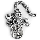 St. Andrew the Apostle, Necklace, Keychain or Clip, Patron Saint of Fisherman, Crystal Pendant and Initial Charm