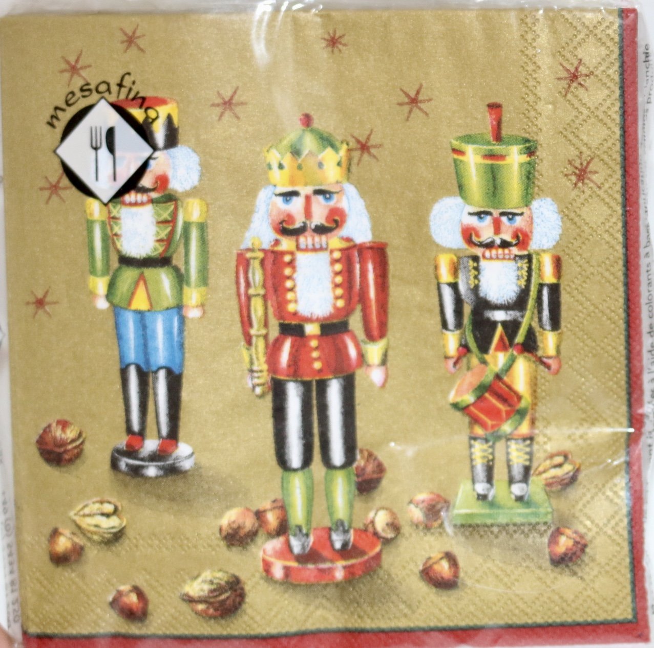Mesafina Nutcrackers Gold Holiday Christmas Napkins Made