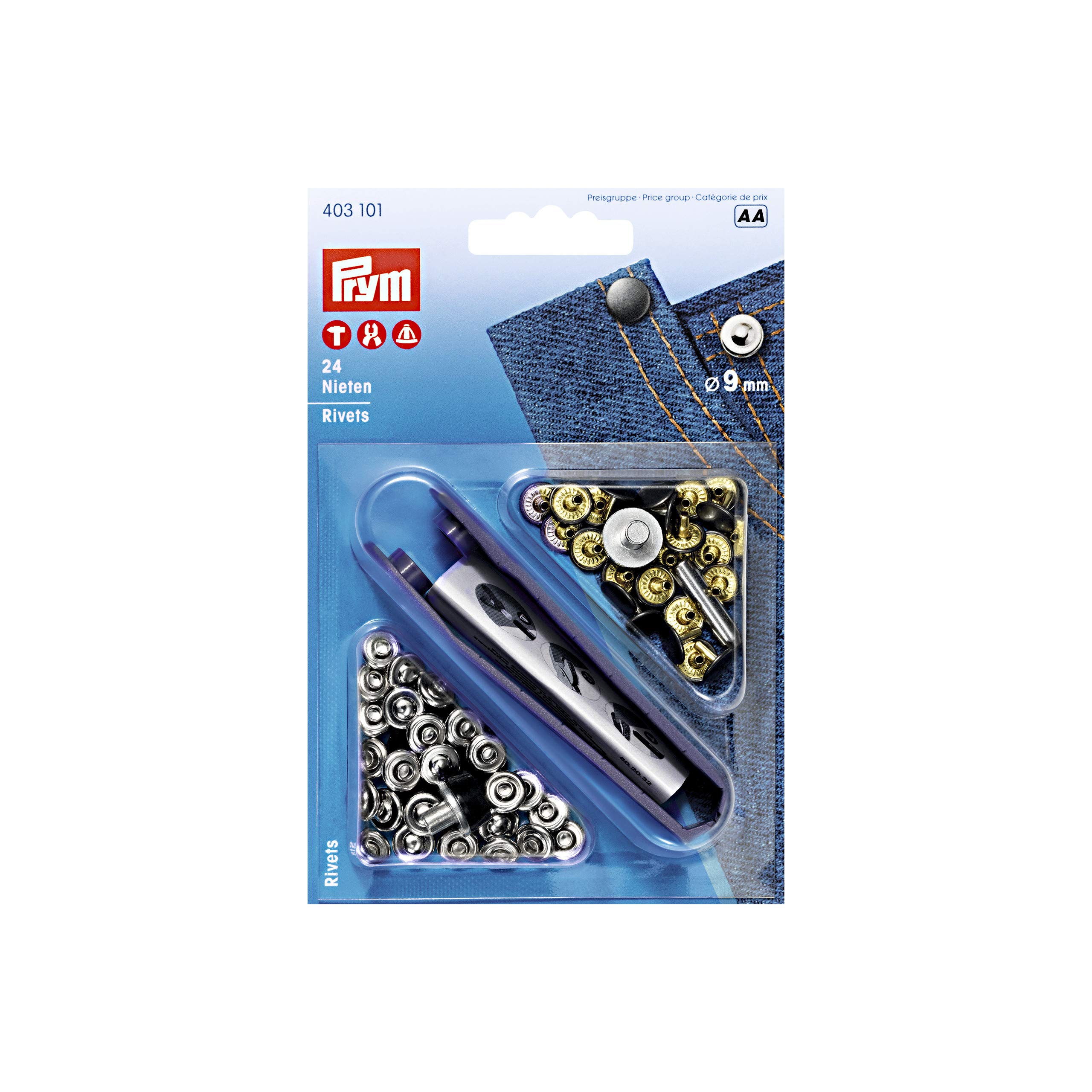Prym - Old Steel Silver (9mm) Brass Rivets - 1 Unit