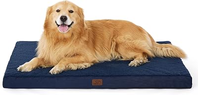 Bedsure Extra Large Pet Bed Navy Orthopedic Egg Crate Foam 112x81x7.6cm