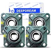 4 Pcs of DEEPDREAM UCF204-12 Pillow Block Bearings, 3/4 inch Bore, Square Flange Mounted, Self Alignment