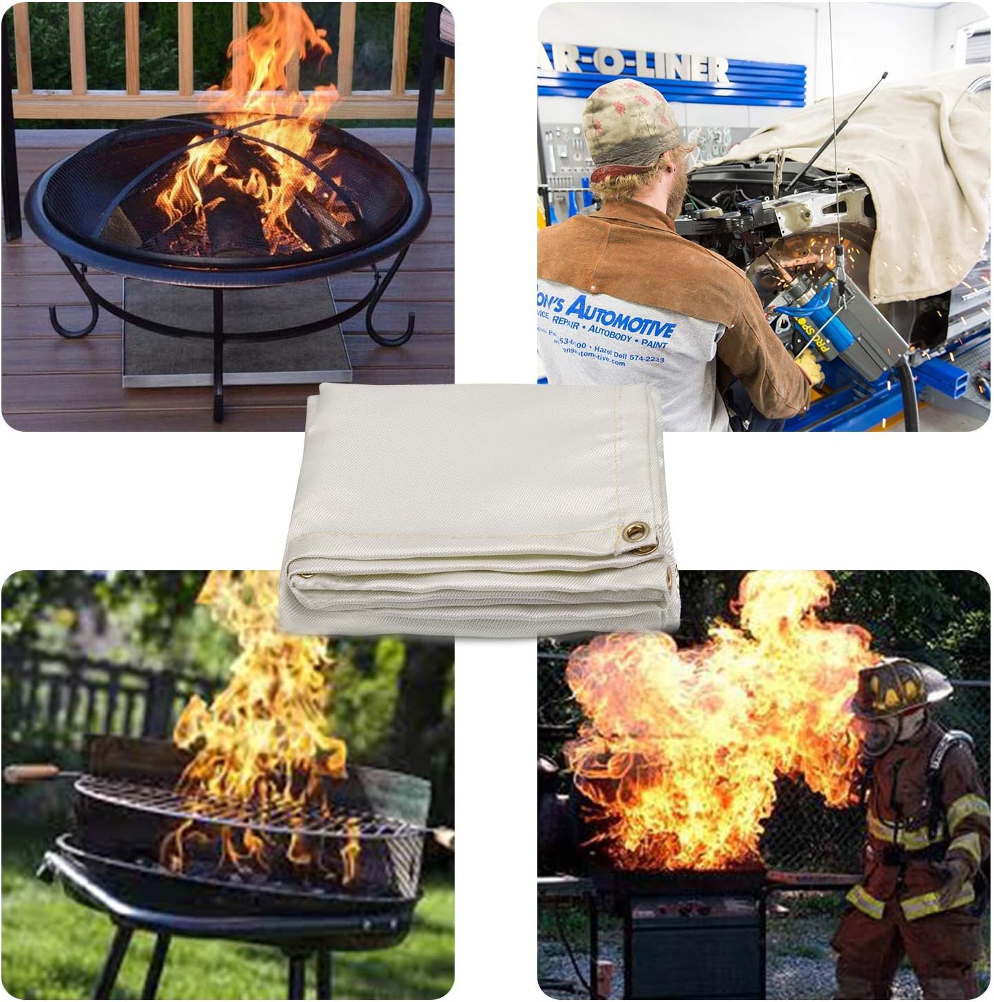 OASD 8X8FT 950GSM Heavy Duty Welding Blanket Welding Fireproof Retardant Blanket Horizontal & Vertical Welding 1300°C Maximum Thermal Protection Resistant for Heat Shield: Home Improvement