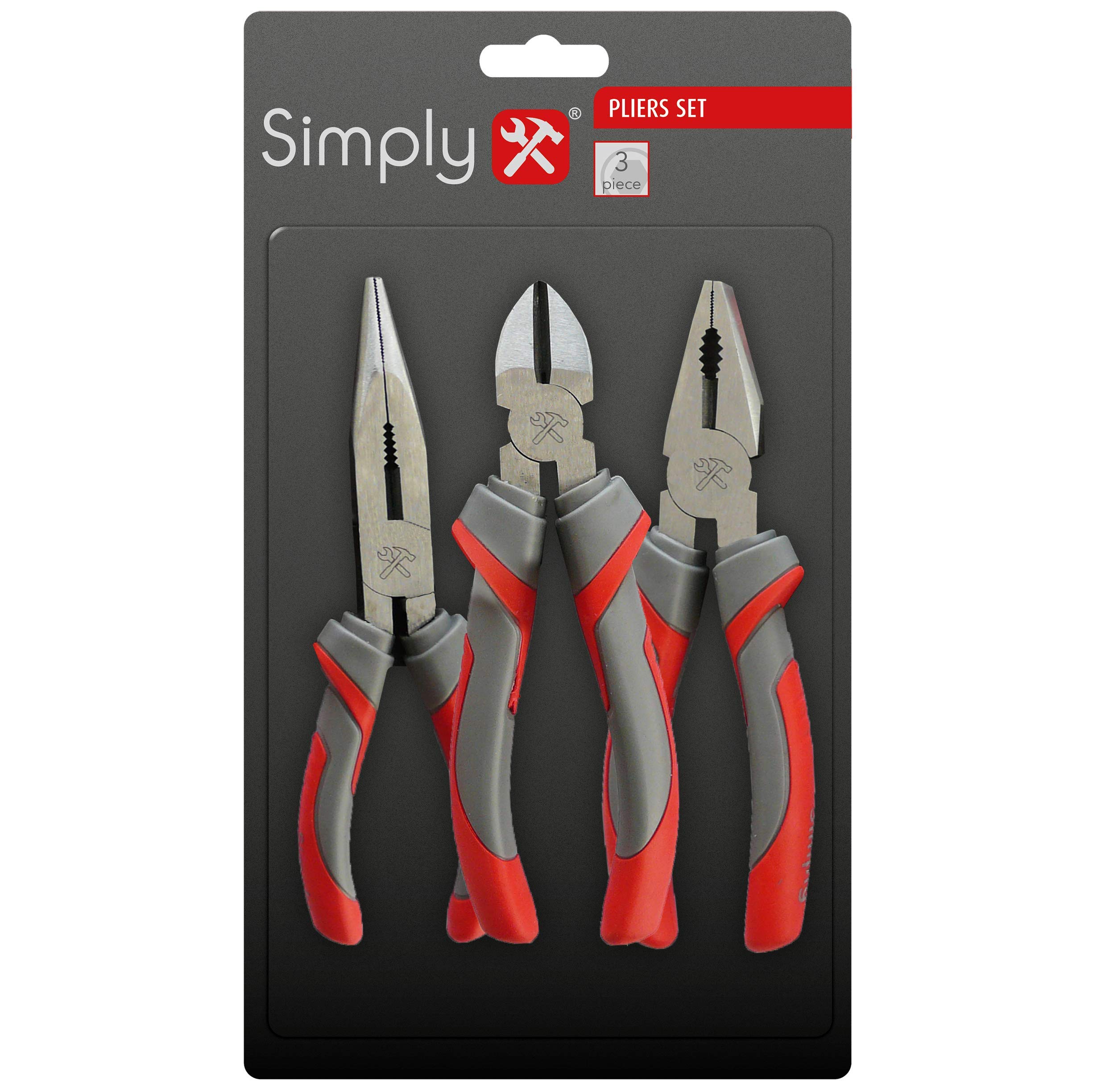 Simply Tools 3pc Plier Set Made from Quality Chrome Vanadium with 12 Month Guarantee