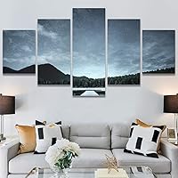SIGNWIN 5 Panel Canvas Wall Art Astronomy & Space Cosmic Decorative Elements Dramatic Multicolor Photography for Home Decorations Ready to Hang - 60