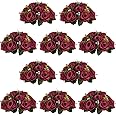 NUPTIO Flower Ball Arrangement Bouquet - 10 Pcs 9.5 inch Diameter Burgundy Fake Flowers Roses Balls for Centerpieces Tables - Artificial Rose Arrangements for Wedding Centerpiece Table Decorations