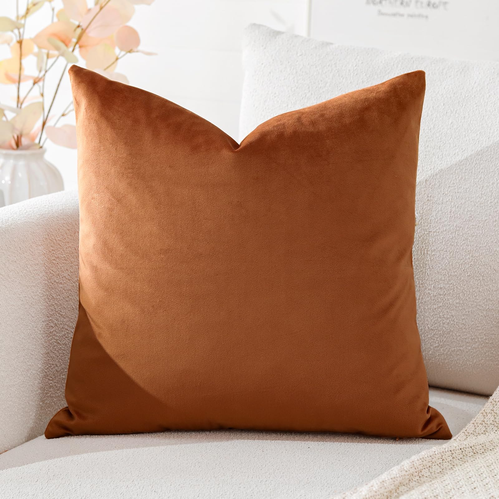 Artscope Luxury Velvet Cushion Covers Super Soft Decorative Square Throw Pillow Covers Case Cushion Covers for Sofa Couch Bedroom Car Decor 40x40cm Orange