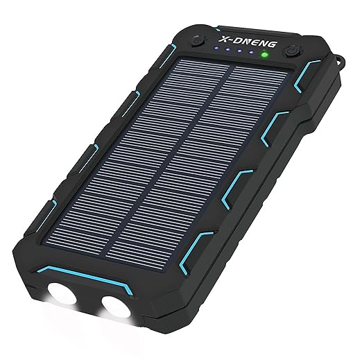 Solar Charger 15000 mAh, Portable Solar Panel Phone Charger Solar Power Bank with Dual USB, LED