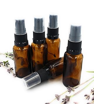5 x 20ml Braunglas Flasche mit schwarzem Atomiseur/Sprüh Top Ideale Kissen Sprühflasche! Gebrauchen mit Ätherischen Ölen, Aro