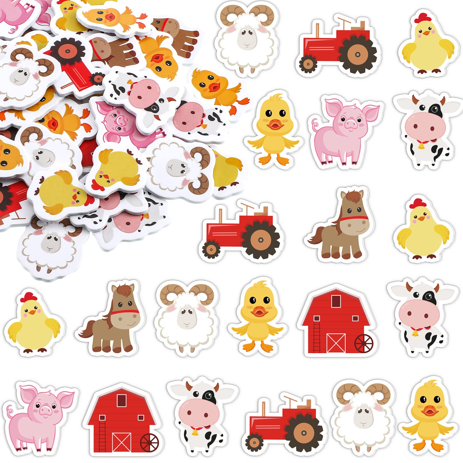 Photo 1 of Sureio 500 Pack Farm Animal Foam Stickers Self Adhesive Cute Barn Cow Pig Horse Chicken Themed Party Favors Gifts DIY Stickers for Kids Classroom Birthday Party Supplies Decor
