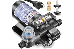 KITVANCE [Upgraded Version] 110V AC Fresh Water Pump, 6GPM 70 PSI Self-Priming Diaphragm Water Pump with Power Plug, Pressure Switch, Brass Connector and Strainer, for Kitchen Bathroom Garden Hose