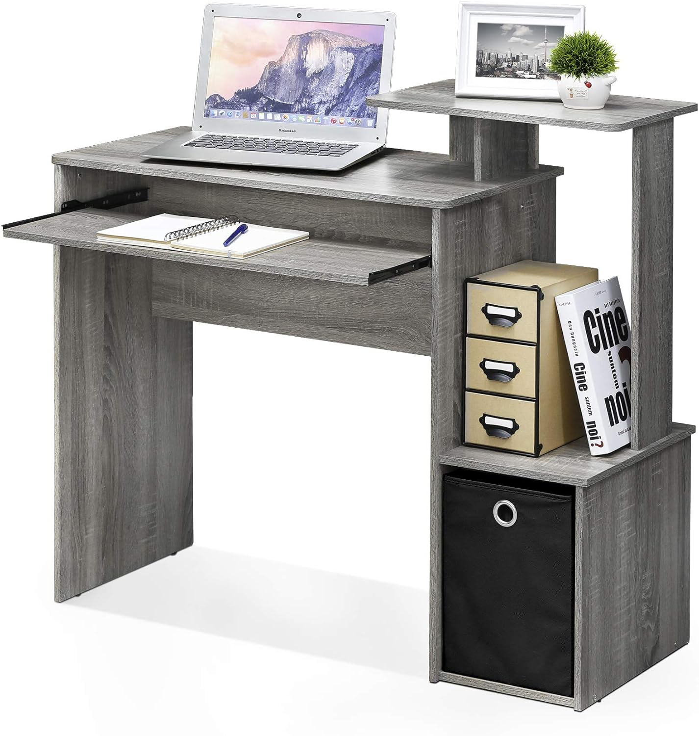 FURINNO Econ Multipurpose Home Office Computer Writing Desk, French Oak Grey: Furniture & Decor