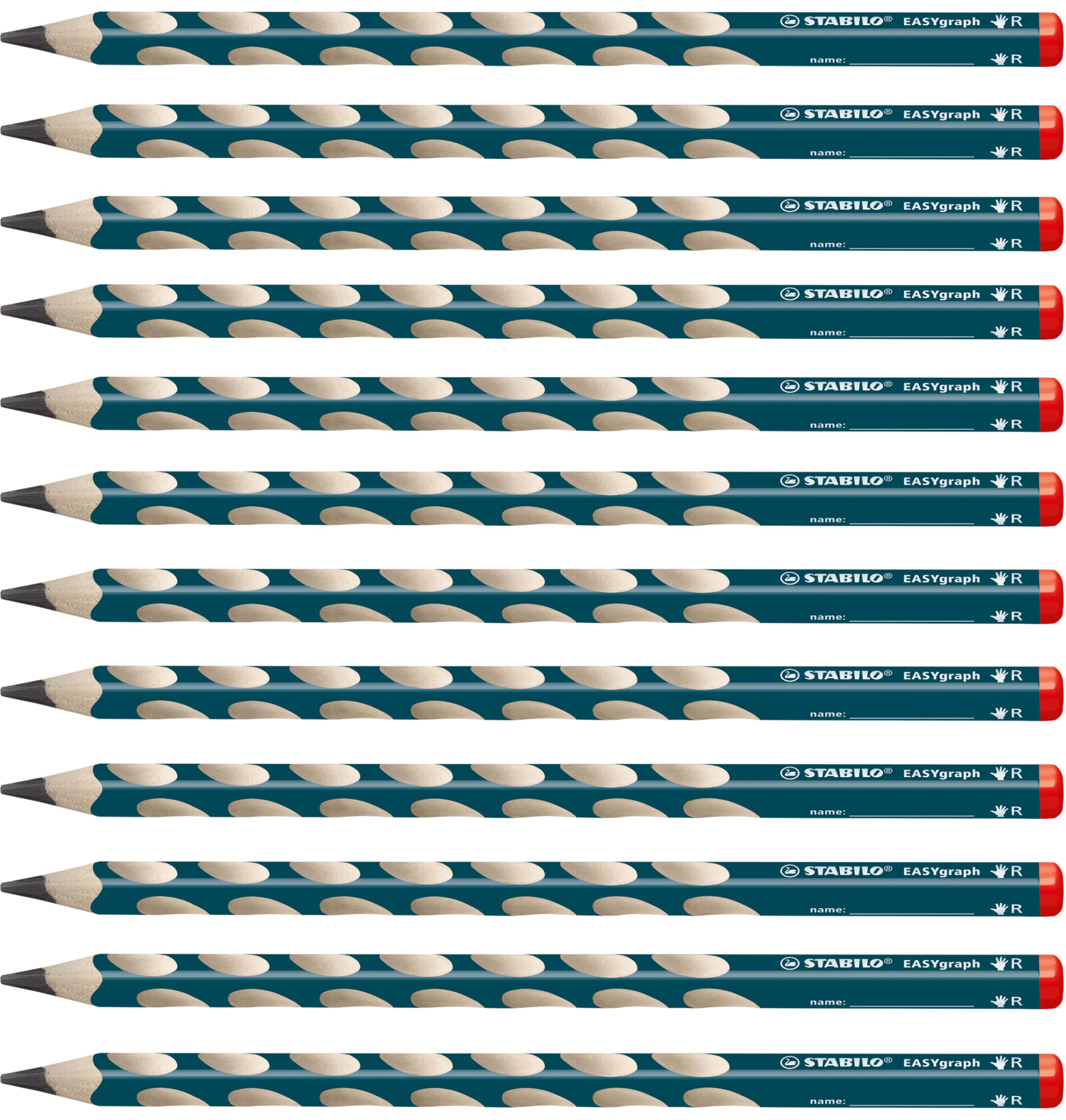 STABILO EASYgraph - Ergonomic Graphite Pencil - Right-Handed - Pack of 12 - Petrol - Degree HB โ image 1