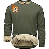 MAGCOMSEN Mens Crewneck Sweatshirt Sherpa Fleece Lined Pullover Casual Winter Warm Heavyweight Cotton Sweatshirts