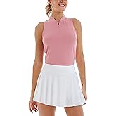 LastFor1 Women's Golf Polo Sleeveless Shirt Zip-Up UPF 50+ UV Protection Athletic Tops Slim Fit Quick Dry Lightweight