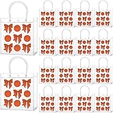Chivertion 20 Pcs Basketball Party Favors Basketball Snack Bags 8 x 8 x 3 Inch Valentine Bow Gift Treat Bags with Handle for Team Party Supplies Birthday Gifts