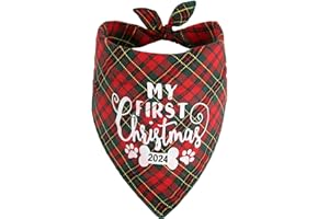 PICKUPIK My First Christmas Dog Bandana for Puppy Small Medium Large Dogs Cat Pet