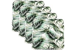 Sqodok Patio Cushion Covers 21x19 Waterproof Outdoor Cushion Pillow Covers Replacement, 4Pack Patio Cushion Seat Slicovers for Sectional Sofa, Wicker Chair, Palm Leaves