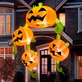 Joiedomi 10 FT Tall Halloween Inflatables Outdoor Decoration, Inflatable Pumpkins Hanging on The Roof, Giant Halloween Yard Blow Up Pumpkin Decorations with LEDs for Roof Decor