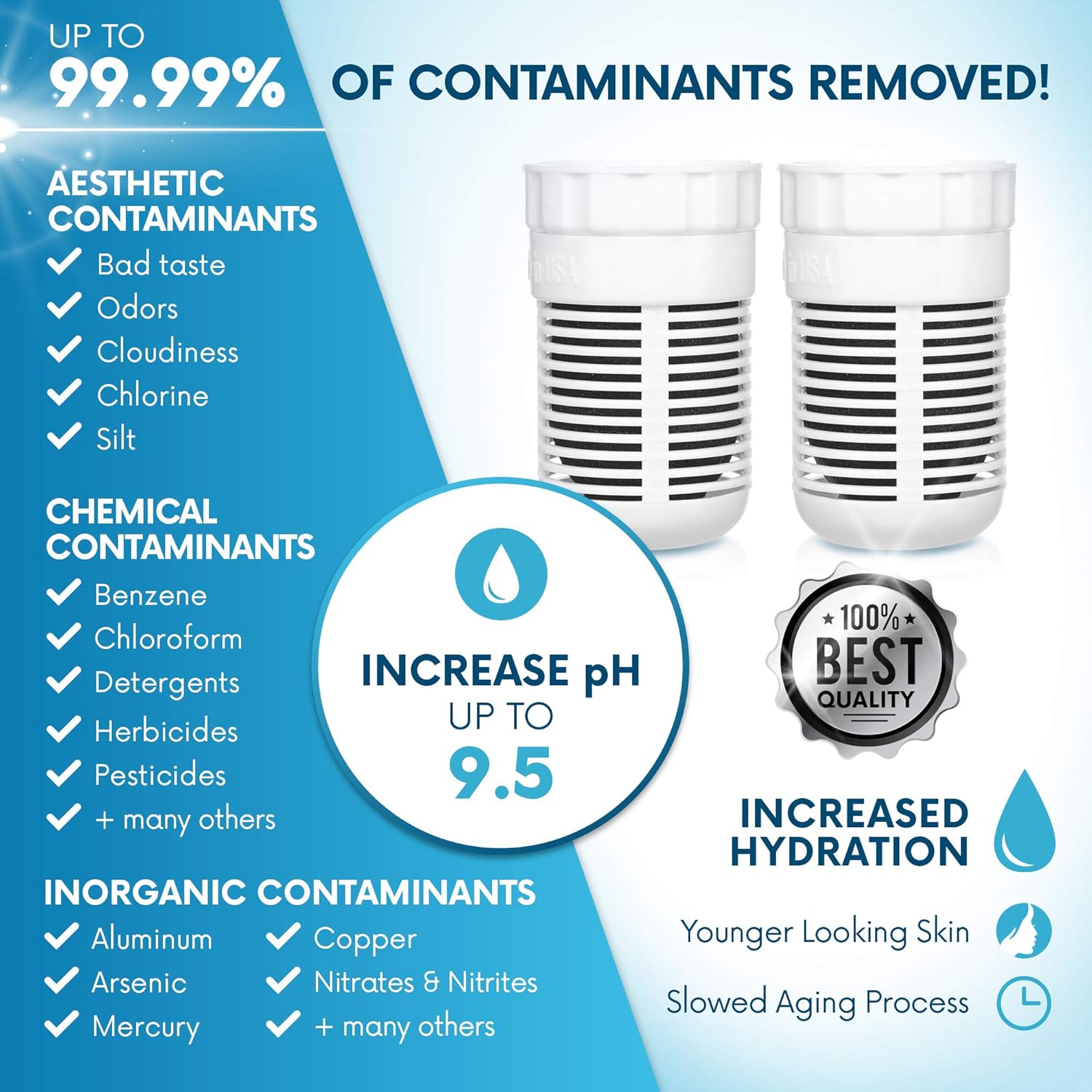 Seychelle pH2O Alkaline Water Filter Pitcher Replacement - 2 Pack: Kitchen & Dining