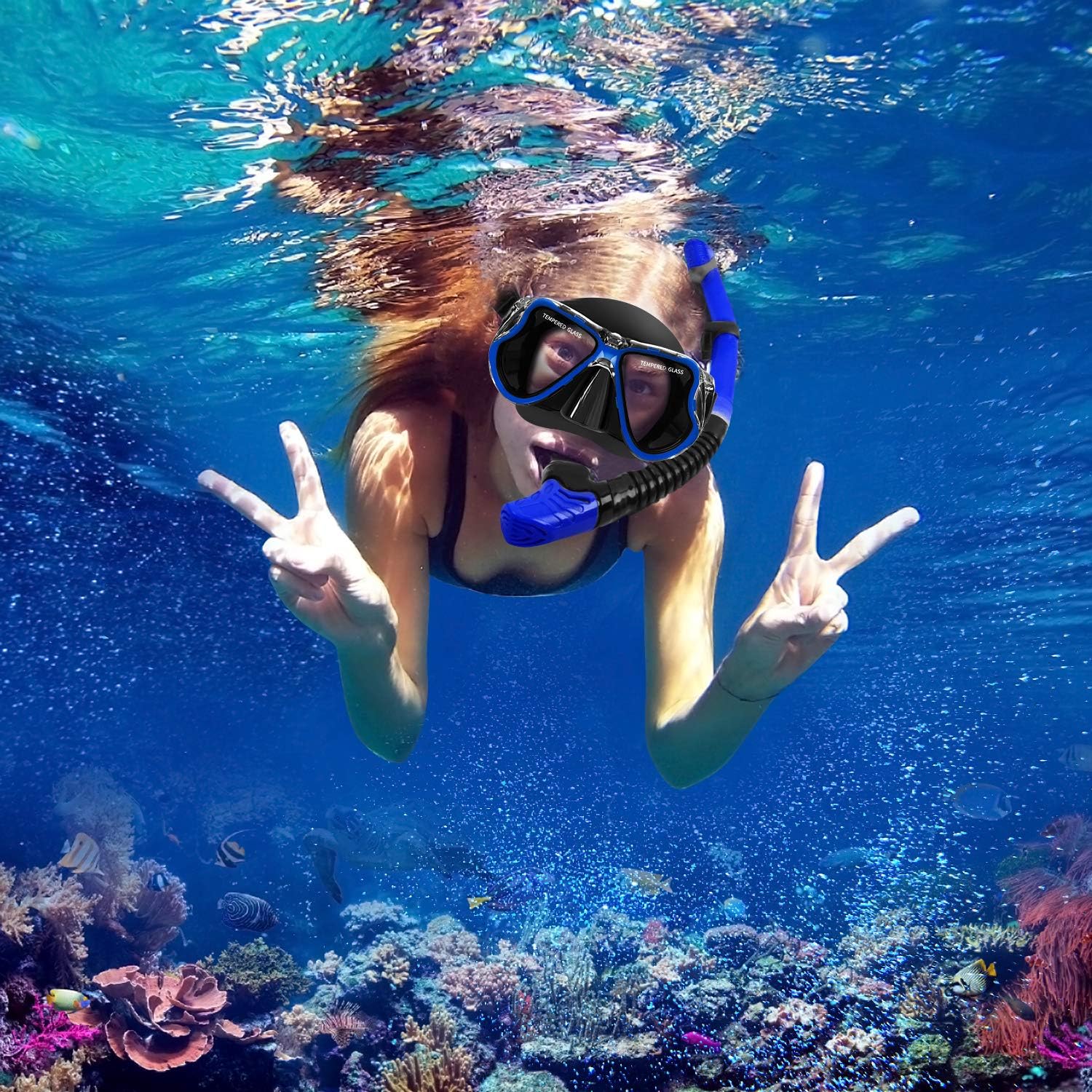 Greatever Dry Snorkel Set, Panoramic Wide View, Anti-Fog Scuba Diving Mask, Easy Breathing and Professional Snorkeling Gear for Adults : Sports & Outdoors