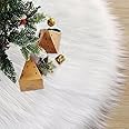 iMucci 2024 Update Wool Fur White Tree Skirt 30inch Small Christmas Tree Skirt Snowy White Plush Velvet Christmas Tree Skirt Holiday Party Decoration