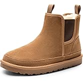 Bruno Marc Men's Winter Snow Boots FuzzyGo Rugged Suede Leather Cold Weather Warm Chelsea Outdoor Boots
