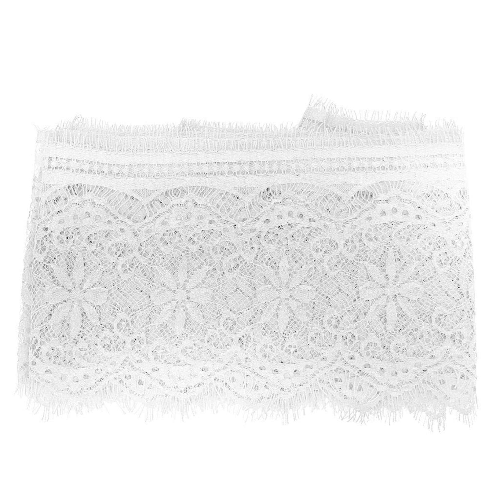 Pssopp Vintage Style Lace Trim Embroidery Lace Fabric for Crafts, Sewing, Wedding Decorations (White)