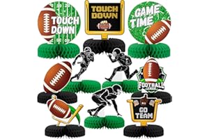 Adeyoo 10Pcs Football Party Decorations Football Honeycomb Centerpieces,Football Centerpieces for Table Football Table Decorations Topper for Birthday Baby Shower Football Game Tailgate Party Supplies