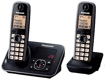 Panasonic KX-TG6622GB Telefon schnurlos mit Anrufbeantworter (2 Mobilteile) schwarz