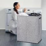 DOKEHOM 150L Double Laundry Basket with Lid and Removable Bags Grey view 7