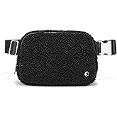 FODOKO Sherpa Belt Bag, Fleece Crossbody Bag Fanny Pack for Women Fashionable Everywhere Waist Bum Bag Pack with Hardware Buckle Black(Sliver)