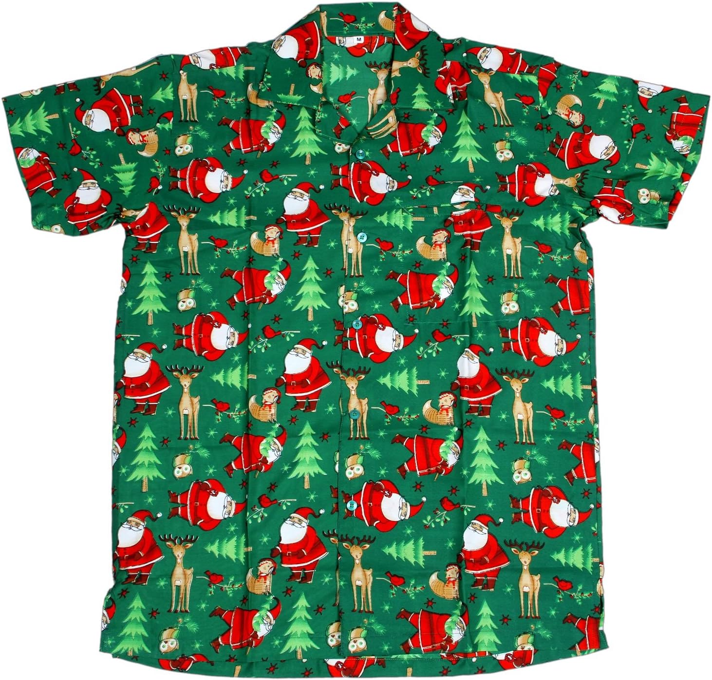 SAITARK Mens Christmas Santa Xmas Hawaiian Shirt Hawaii Gift HIM Party Holiday S to XXL
