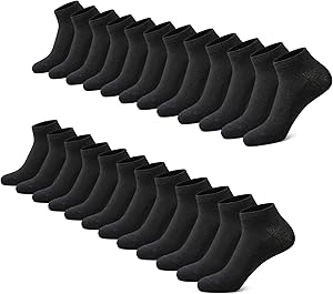 FALARY Sneaker Socken Herren & Damen bio Baumwolle 12 Paar Sneakersocken Kurze Socken Sportsocken Halbsocken Socks Unisex Schwarz Weiß Grau