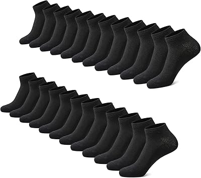 FALARY Sneaker Socken Herren & Damen bio Baumwolle 12 Paar Sneakersocken Kurze Socken Sportsocken Halbsocken Socks Unisex Schwarz Weiß Grau