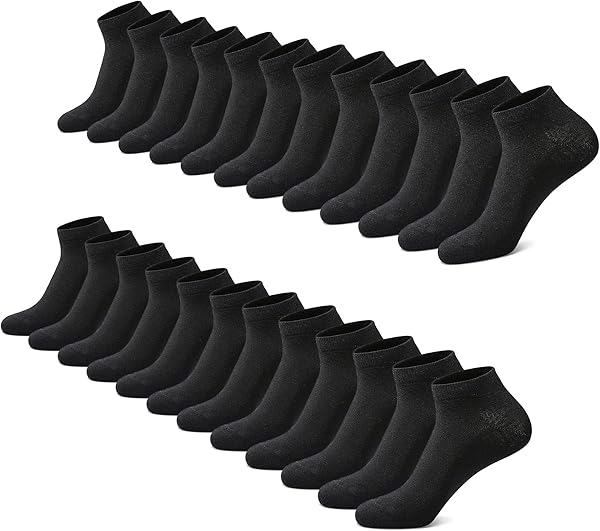 FALARY Sneaker Socken Herren & Damen bio Baumwolle 12 Paar Sneakersocken Kurze Socken Sportsocken Halbsocken Socks Unisex Schwarz Weiß Grau