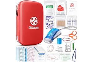 COOGEO First Aid Kit with Essential Emergency Medical Supplies, Portable Waterproof Medical Kit for Home Travel Camping Hiking, Backpacking Med Kit for Sports College Dorm Student, Red