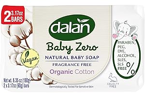 Dalan Baby Zero Natural Baby Soap Bar 3.17oz (6 Pack) - Paraben, PEG, DYE, Alcohol, SLES, SLS FREE (Organic Cotton, 6 Pack)